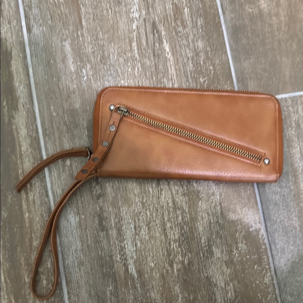 Free People Camel Leather Pouch